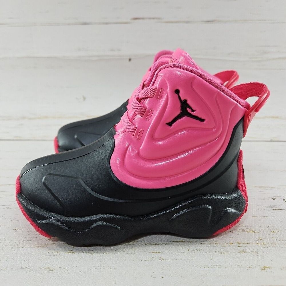 Nike Air Jordan Drip 23 Pink Black Toddler Girls 7C Rain Boots CT5799-600